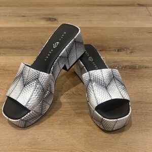 Katy Perry Collections Snakeskin Platform Sandals - Black and White